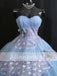 Vintage Sweetheart Strapless Sky Blue Lavender Lace Homecoming Dresses ,HD0004