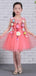 Watermelon Tulle Handmade Flower Applique Cap Sleeve Flower Girl Dresses, FGS127