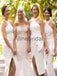 White Short Satin Unique Design Elegant Bridesmaid Dresses AB4215