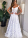 White Lace Applique Off Shoulder A-line Wedding Dresses,AB1518
