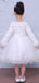 White Lace Long Sleeve Winter Wedding Flower Girl Dresses, FGS028