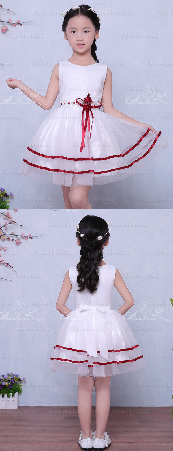 Flower girl dress clearance with red sash