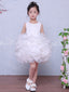 White Ruffles Organza Ball Gown Short Flower Girl Dresses, FGS032