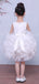 White Ruffles Organza Ball Gown Short Flower Girl Dresses, FGS032