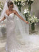 White Sequin Applique Strapless Mermaid Train Wedding Dresses , AB1523