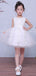 White Tulle Lace Beaded Applique Sleeveless Vintage Flower Girl Dresses, FGS036