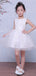 White Tulle Lace Beaded Applique Sleeveless Vintage Flower Girl Dresses, FGS036