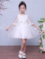 White Tulle Simple Flower Girl Dresses With Cape, FGS030