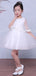 White Tulle Simple Flower Girl Dresses With Cape, FGS030