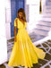 Yellow Chiffon V-neck Sleeveless A-line Simple Prom Dresses,PD00318