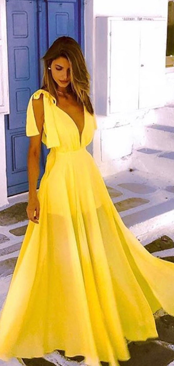 Yellow chiffon shop gown
