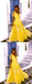 Yellow Chiffon V-neck Sleeveless A-line Simple Prom Dresses,PD00318