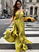 Yellow One Shoulder Backelss Spaghetti Strap Sexy Prom Dresses ,PD00197