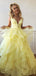 Yellow Organza Ruffles Ball Gown For Teens Prom Dresses.PD00251
