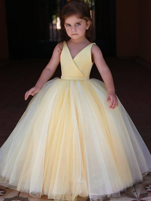 Graceful Yellow A-line Tulle Flower Girl Dresses, FGS117 – AlineBridal Graceful Yellow A-line Tulle Flower Girl Dresses, FGS117 – AlineBridal