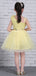 Yellow Tulle Handmade Flower Unique One Shoulder Sweet Flower Girl Dresses, FGS130