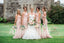 Blush Pink Pleating Tulle Mismatched Mermaid Bridesmaid Dresses. AB1202