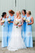 Elegant Blue Sleeveless Open Back Spring Wedding Party  Bridesmaid Dresses. AB1204
