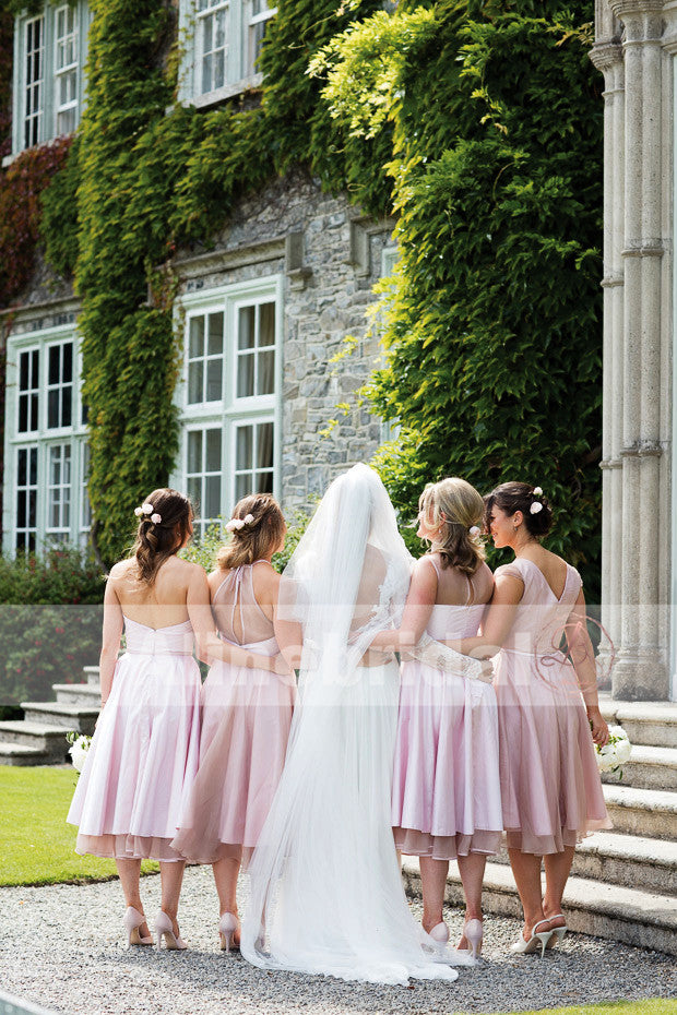 New Arrival Pink Mismatched Tea-length A-line Spring Bridesmaid Dresse AlineBridal New Arrival Pink Mismatched Tea-length A-line Spring Bridesmaid Dresse AlineBridal