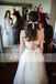 Elegant V-neck Lace Top Tulle Bottom A-line Boho Wedding Dresses, AB1133
