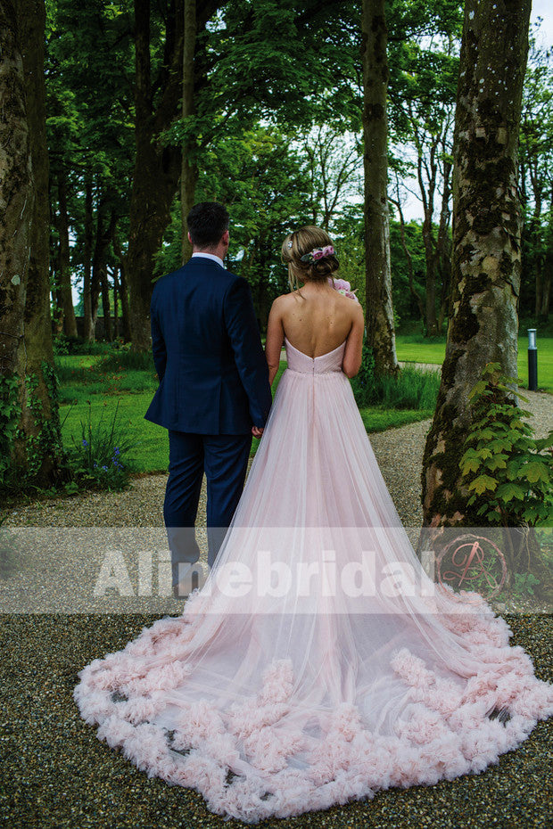 Pink Sweetheart Strapless Stunning Gorgeous Bubble Bottom  Wedding Dresses, AB1137
