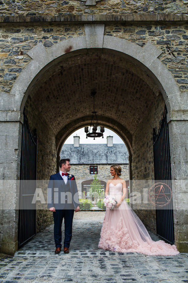 Pink Sweetheart Strapless Stunning Gorgeous Bubble Bottom  Wedding Dresses, AB1137