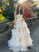 Elegant V-neck Sleeveless A-line Long Prom Dress, PD3594