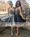 Gorgeous Spaghetti Strap Beaded Rhinestone Top Grey  For Teens Homecoming Dresses,BD00218