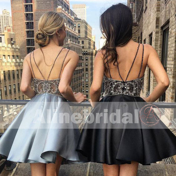 Gorgeous Spaghetti Strap Beaded Rhinestone Top Grey For Teens Homecomi AlineBridal Gorgeous Spaghetti Strap Beaded Rhinestone Top Grey For Teens Homecomi AlineBridal