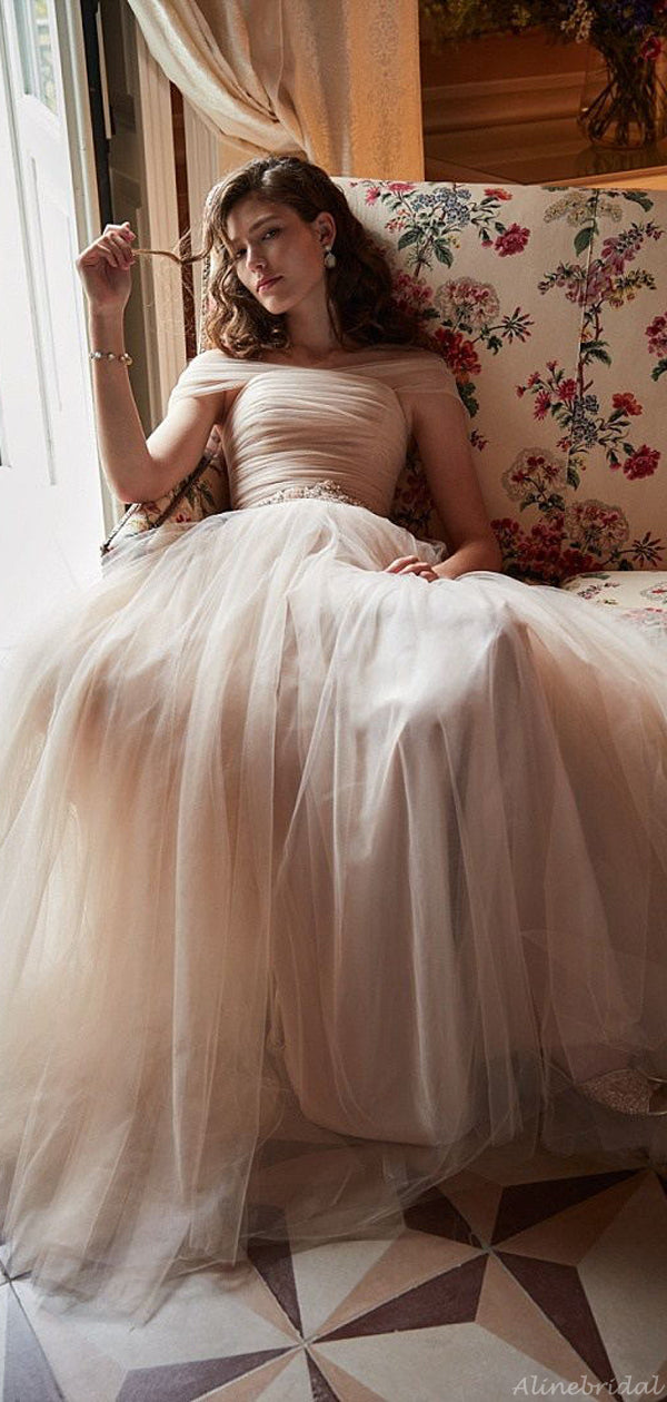 blush long prom dress Beaded Ruffle Evening Prom Dress Long Formal Juliet JT2738S