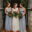 Popular Hot Sale Grey Convertible Backless Chiffon  Long Wedding Party Bridesmaid Dresses, AB1176
