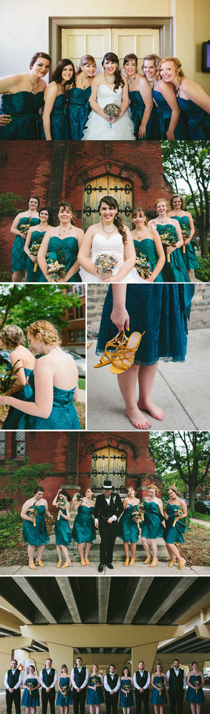 Newest Teal Sweetheart Strapless Lace With Satin Charming Short Bridesmaid Dresses, AB1174