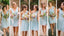Summer Short Cheap Mismatched Sleeveless V-neck  One Shoulder Lace Chiffon Pleated Light Blue Bridesmaid Dresses, AB1161