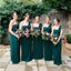 Teal Chiffon One Shoulder Pleating Straight Across Cheap Long Bridesmaid Dresses, AB1180
