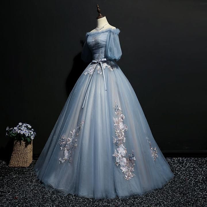 old fashioned ball dresses Ball Gown Dresses Vintage Vintage Victorian Ball Gown Bridal Dress Champagne Light Sky Blue
