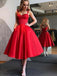 Chic Sexy Black And Red Spaghetti Strap Sweetheart A-line Midi Homecoming Dress, HD3061