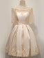 Elegant Blush Yellow Off-shoulder Lace Half Sleeve Short A-line Homecoming Dress, HD3070