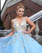 Fashion Tiffany  Blue colorful Handmade Flower Appliques  Prom Dresses,PD00062