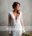 Fashion Lace Appliques Sexy Deep V-neck Long Sleeves Wedding Dresses, AB1142