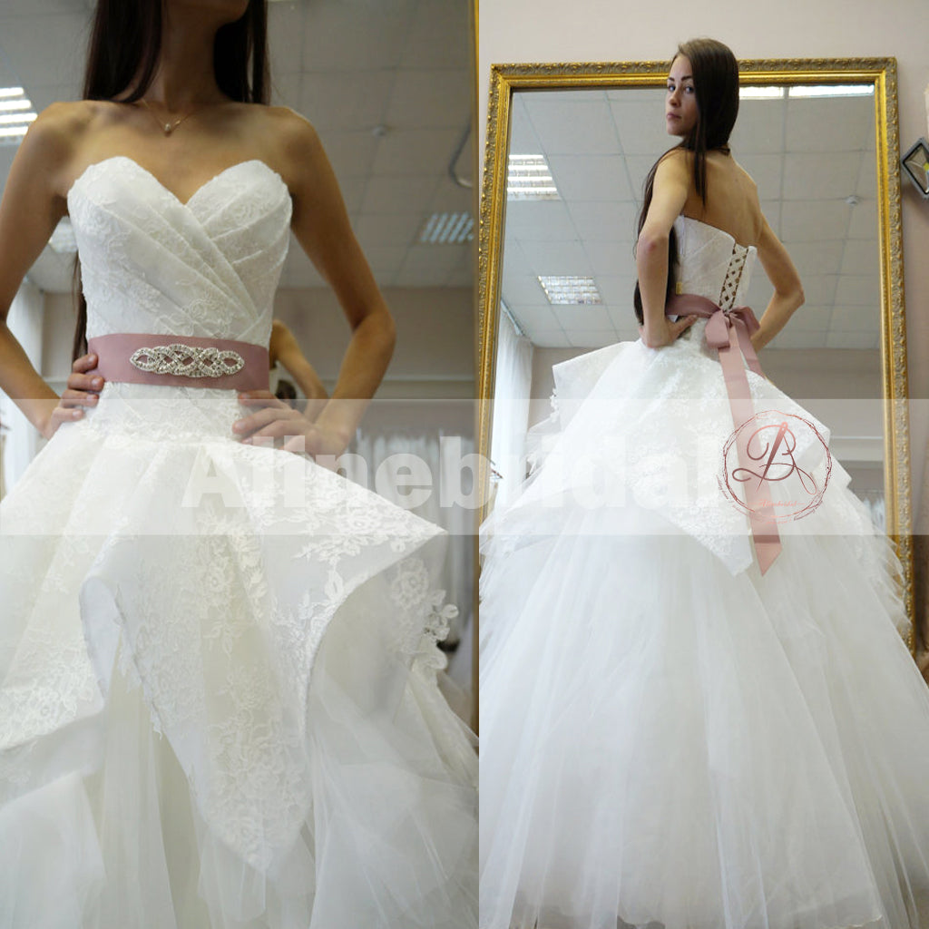 Gorgeous Lace Up Back Ball Gown Ruffles Tulle  Wedding Dresses, AB1143