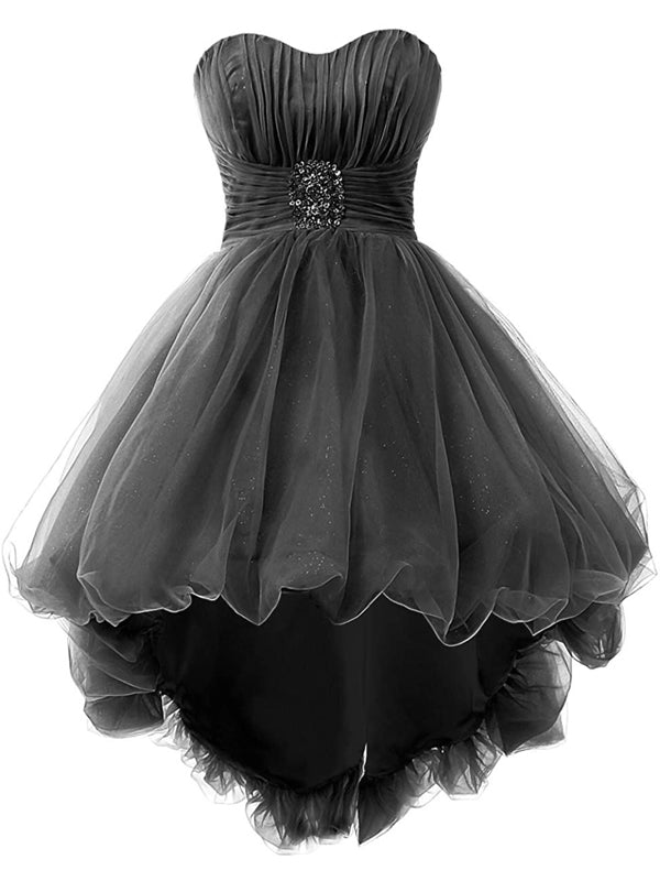 Gothic Black Strapless Sweetheart A-line High-low Short Homecoming Dre AlineBridal Gothic Black Strapless Sweetheart A-line High-low Short Homecoming Dre AlineBridal