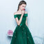 Green Off Shoulder Lace Up Back Appliques Party For Teens Prom Gown Dresses,PD00027