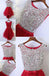 Red HI-Lo Sleeveless Round Neckline Bow Sash Key Hole Back Rhinestone Sequins Homecoming Dresses,BD00203