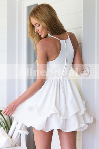 Simple Cheap Ivory Spaghetti Strap Ruffles Mini Homecoming Dresses,BD0 AlineBridal Simple Cheap Ivory Spaghetti Strap Ruffles Mini Homecoming Dresses,BD0 AlineBridal