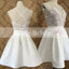 Elegant Ivory Lace Top Spaghetti Strap A-line For Teens Homecoming Dresses,BD00219