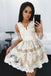 Mismatched Lace V-neck Sleeveless A-line Popular Fashion Homecoming Dresses,BD00223