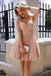 Elegant Dusty Pink Lace Applique Tulle A Line Short Homecoming Dress, BTW277