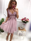 Dusty Purple V Neck Lace Applique Chiffon A Line Short Homecoming Dresses, BTW292