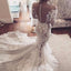 Sexy Mermaid Lace See Through Tulle Long Sleeve Off Shoulder Yarn Back Wedding Dress, AB1109