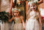 Popular Spaghetti Strap Gold Sequins Tulle Tea Length Flower Girl Dresses, FGS048